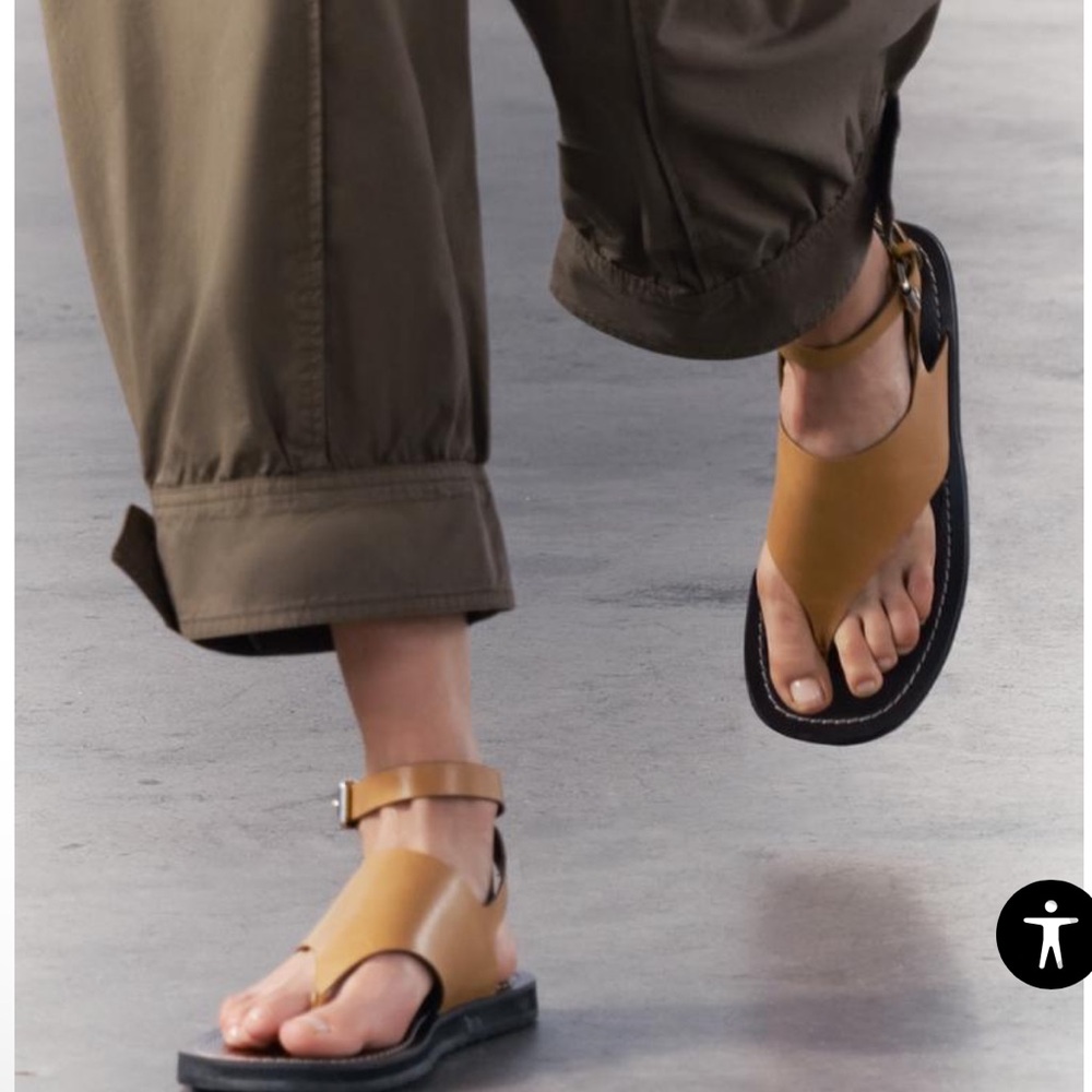 Zara Tan Leather Sandals NWT